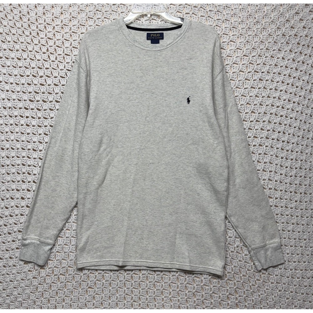 Polo Ralph Lauren Thermal Waffle Knit Mens Shirt  XL Gray Long Sleeve 100%Cotton